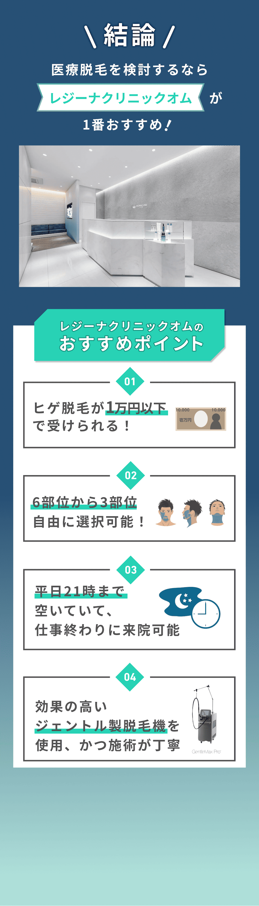 医療脱毛を検討するならレジーナクリニックオムが一番おすすめ